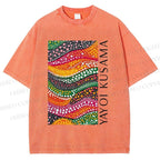 Unisex Yayoi Kusama Multicolor Graffiti Printed Washed Tee