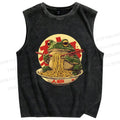 Unisex Ramen Frog Printed Washed Tank Top