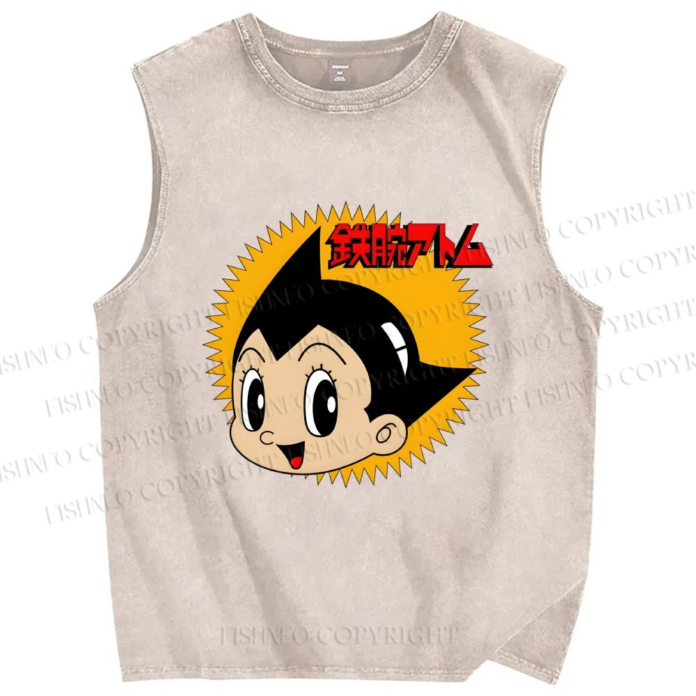 Unisex Astro Boy Printed Washed Tank Top