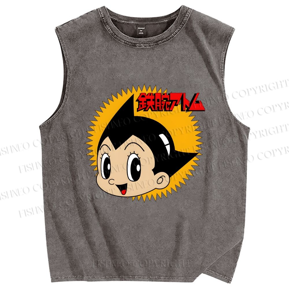 Unisex Astro Boy Printed Washed Tank Top