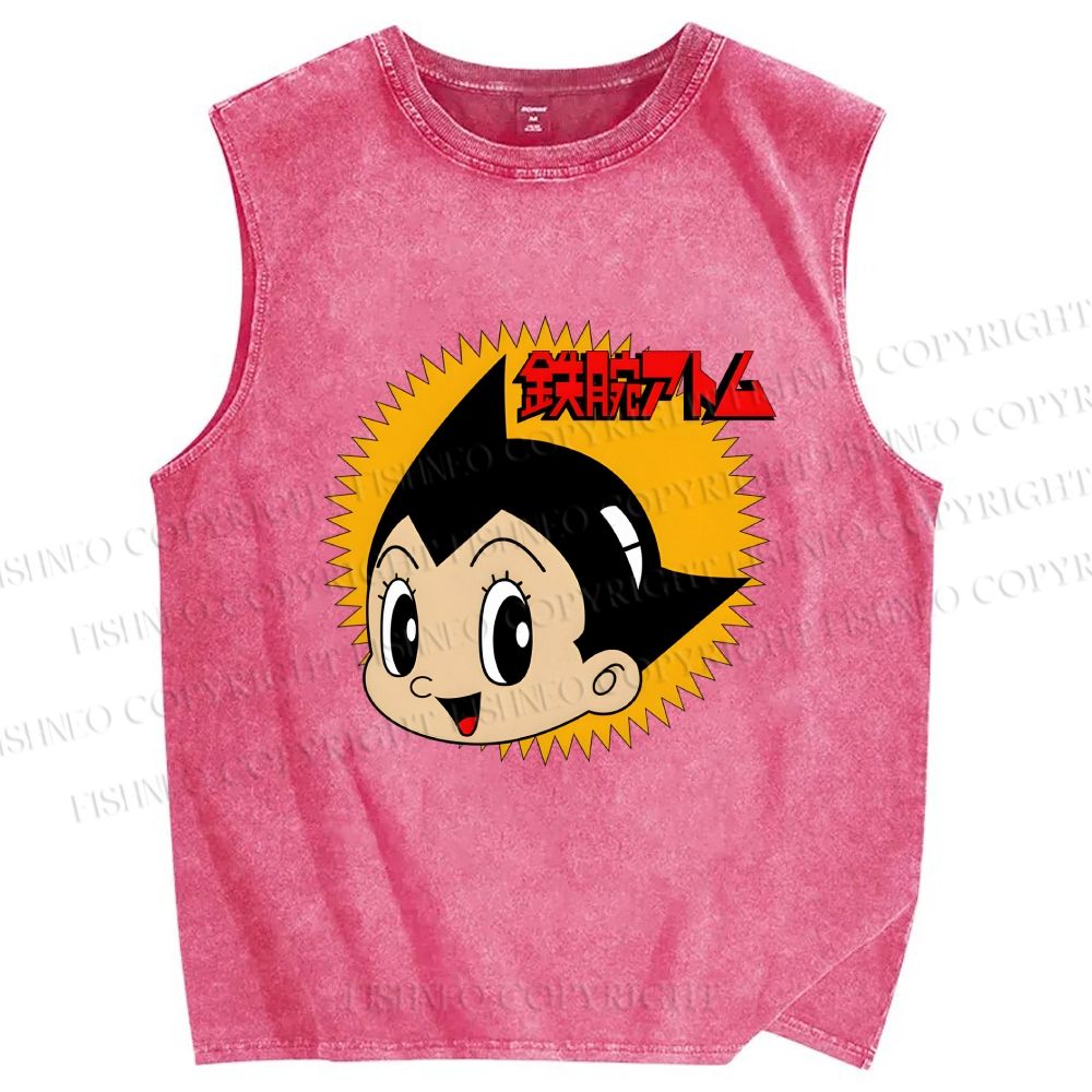 Unisex Astro Boy Printed Washed Tank Top