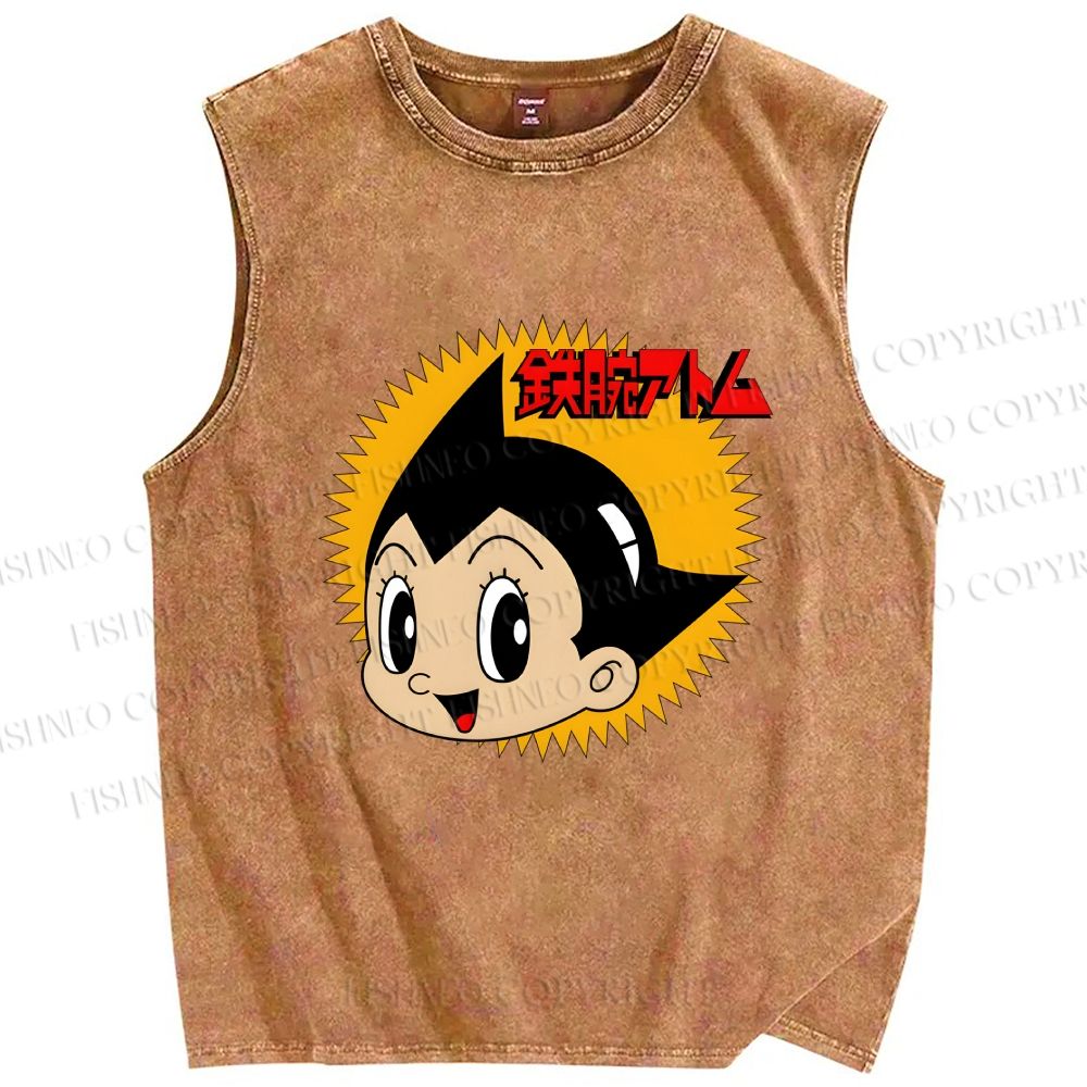 Unisex Astro Boy Printed Washed Tank Top