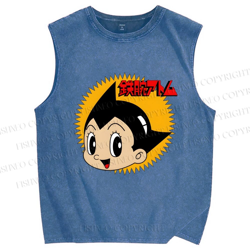Unisex Astro Boy Printed Washed Tank Top