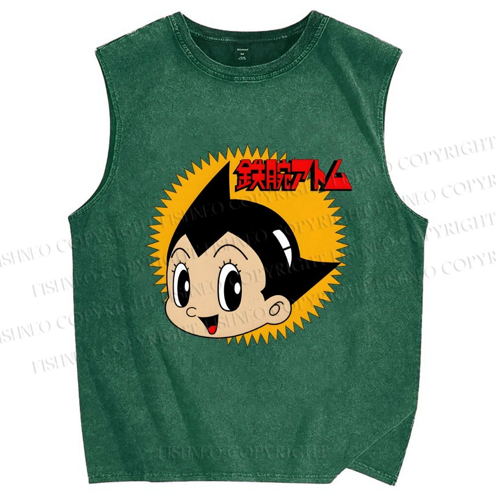 Unisex Astro Boy Printed Washed Tank Top