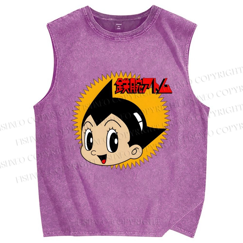 Unisex Astro Boy Printed Washed Tank Top