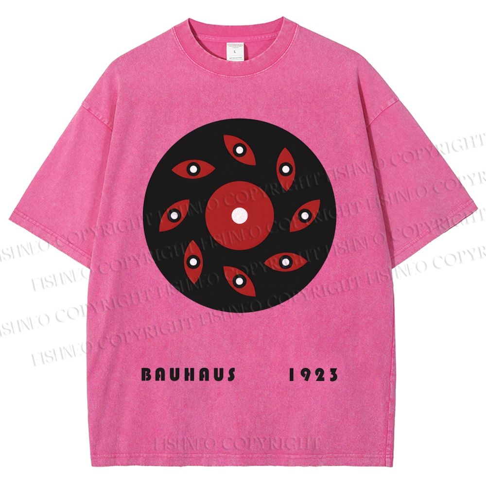 Unisex Bauhaus Geometric Eye Printed Washed Tee