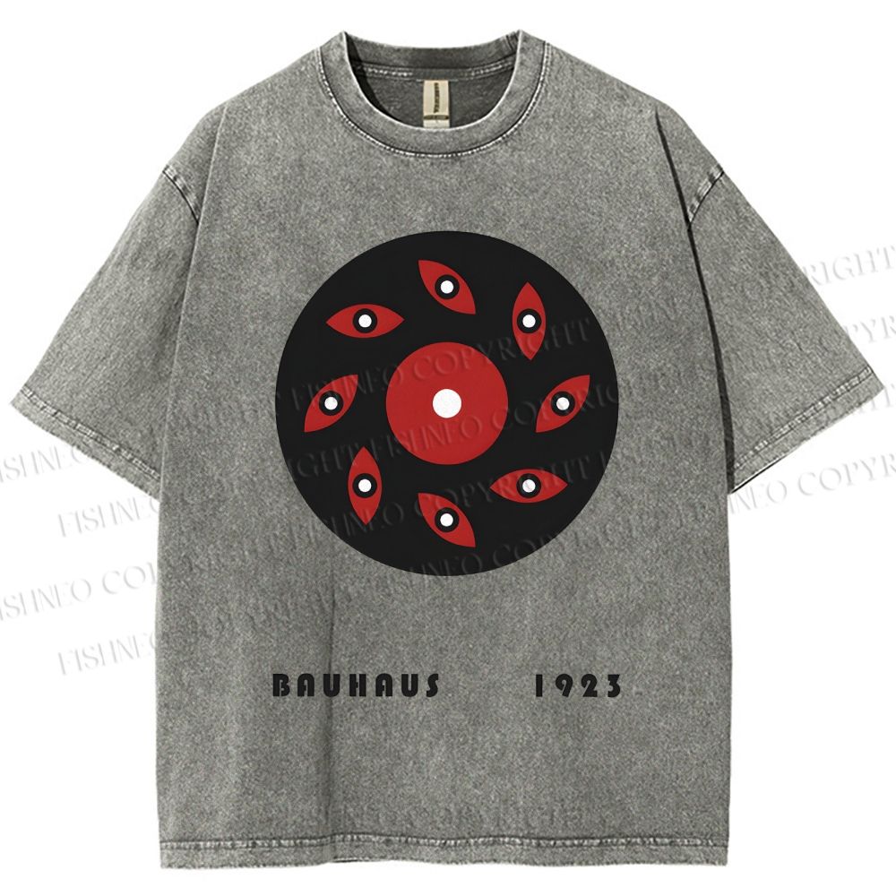 Unisex Bauhaus Geometric Eye Printed Washed Tee