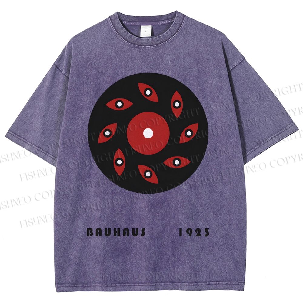 Unisex Bauhaus Geometric Eye Printed Washed Tee