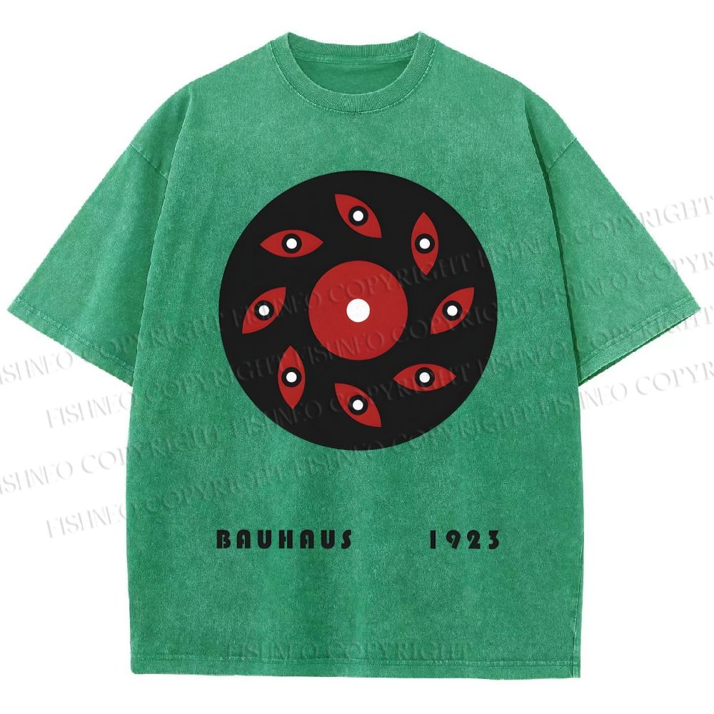 Unisex Bauhaus Geometric Eye Printed Washed Tee