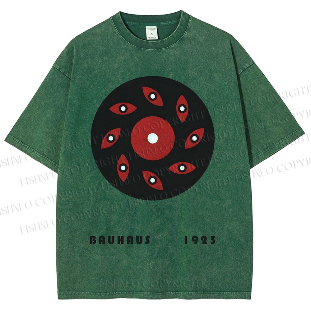 Unisex Bauhaus Geometric Eye Printed Washed Tee