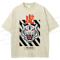 Unisex Tiger Printed Washed Tee