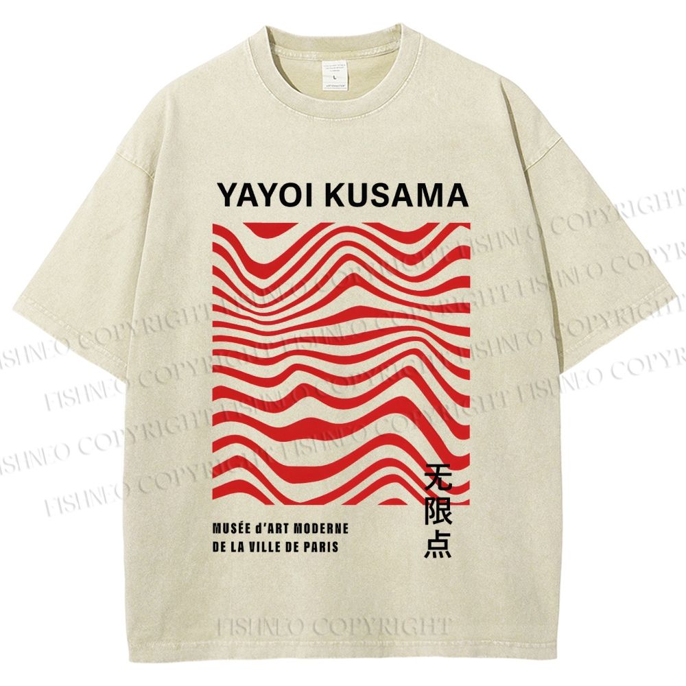 Unisex Yayoi Kusama Geometry Printed Washed Tee