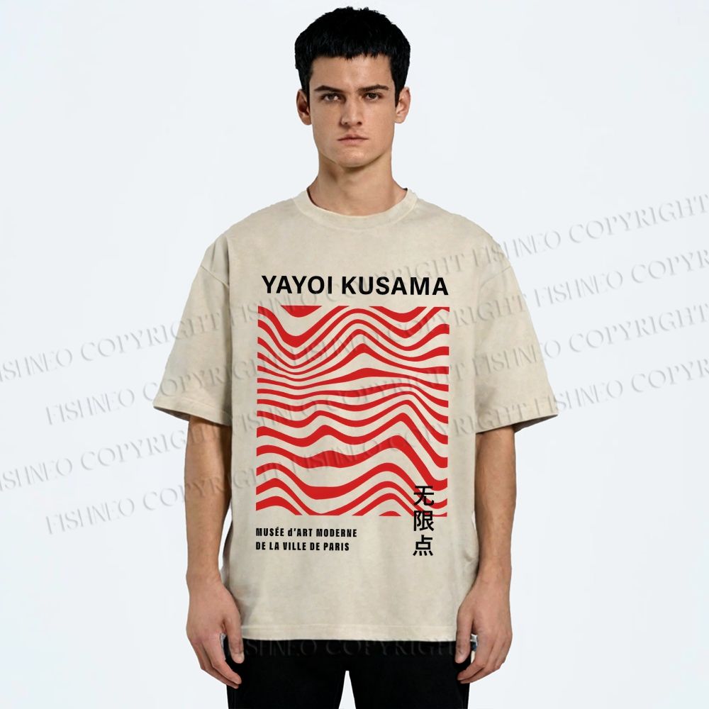 Unisex Yayoi Kusama Geometry Printed Washed Tee