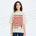 Unisex Yayoi Kusama Geometry Printed Washed Tee