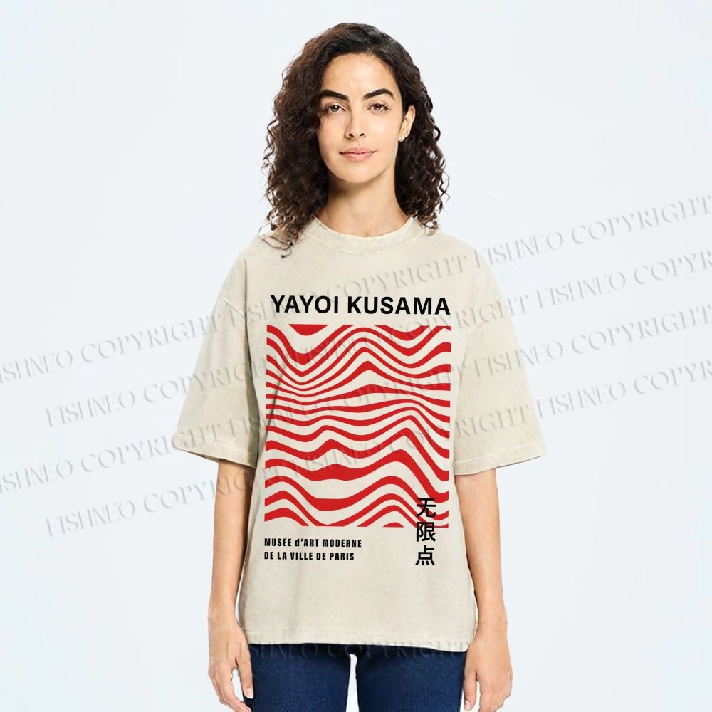 Unisex Yayoi Kusama Geometry Printed Washed Tee