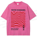 Unisex Yayoi Kusama Geometry Printed Washed Tee