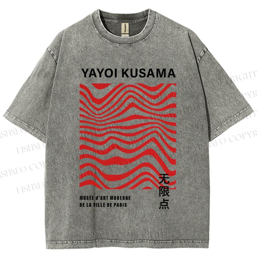 Unisex Yayoi Kusama Geometry Printed Washed Tee