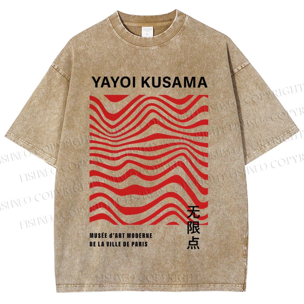 Unisex Yayoi Kusama Geometry Printed Washed Tee