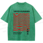 Unisex Yayoi Kusama Geometry Printed Washed Tee