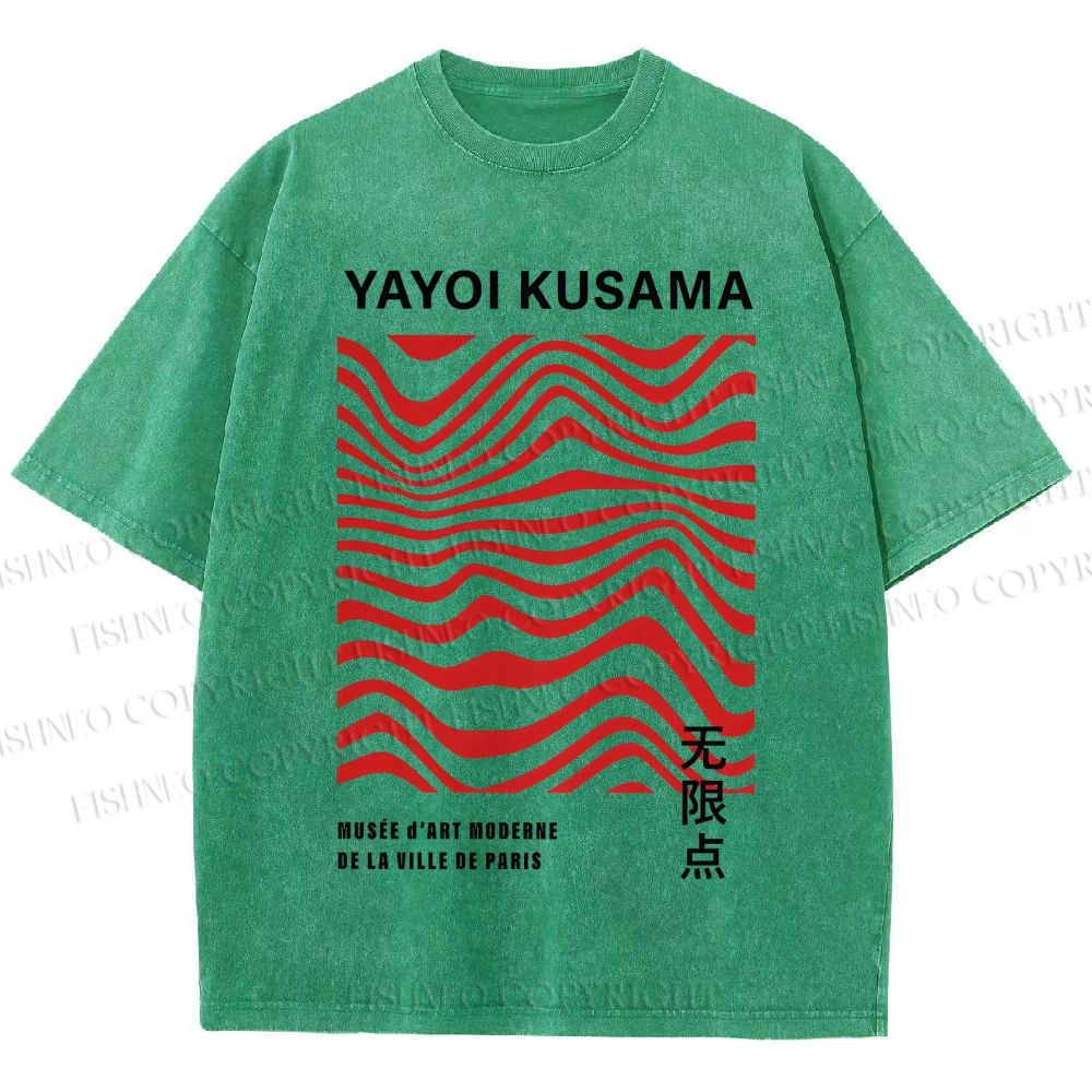 Unisex Yayoi Kusama Geometry Printed Washed Tee