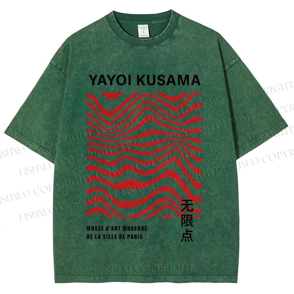 Unisex Yayoi Kusama Geometry Printed Washed Tee