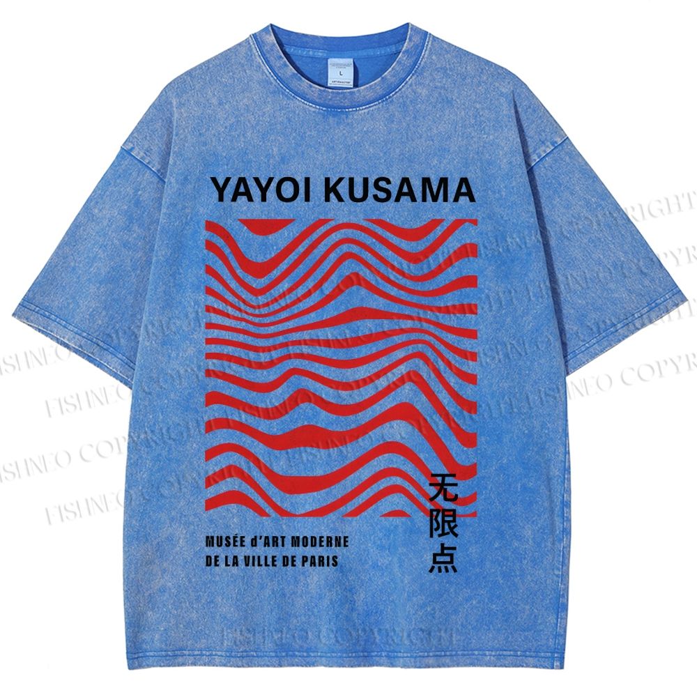 Unisex Yayoi Kusama Geometry Printed Washed Tee