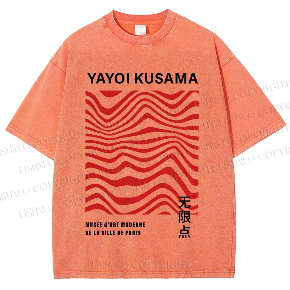 Unisex Yayoi Kusama Geometry Printed Washed Tee