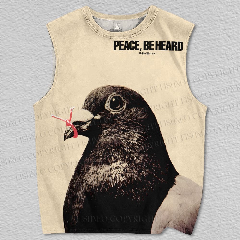Unisex Peace Be Heard Pigeon Printed Tank Top