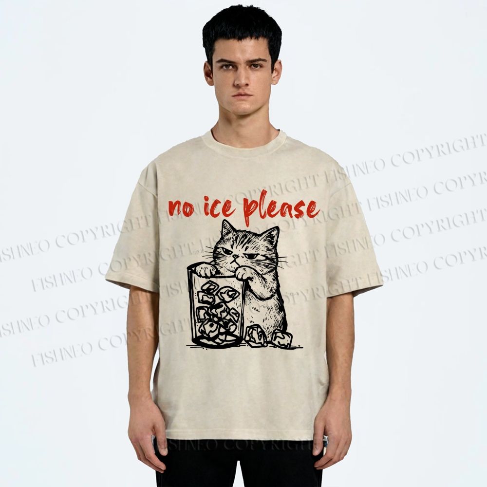 Unisex No Ice Cat Meme Tee Printed Washed Tee