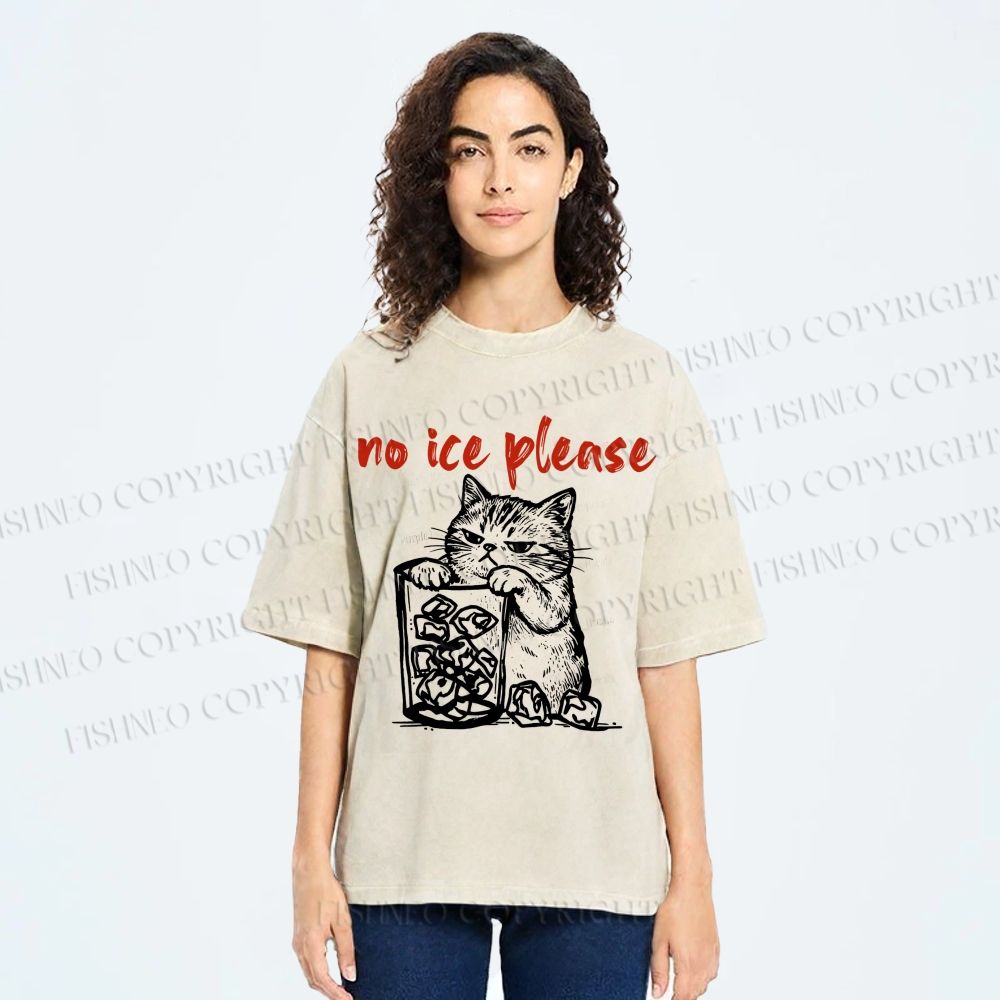 Unisex No Ice Cat Meme Tee Printed Washed Tee