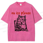 Unisex No Ice Cat Meme Tee Printed Washed Tee