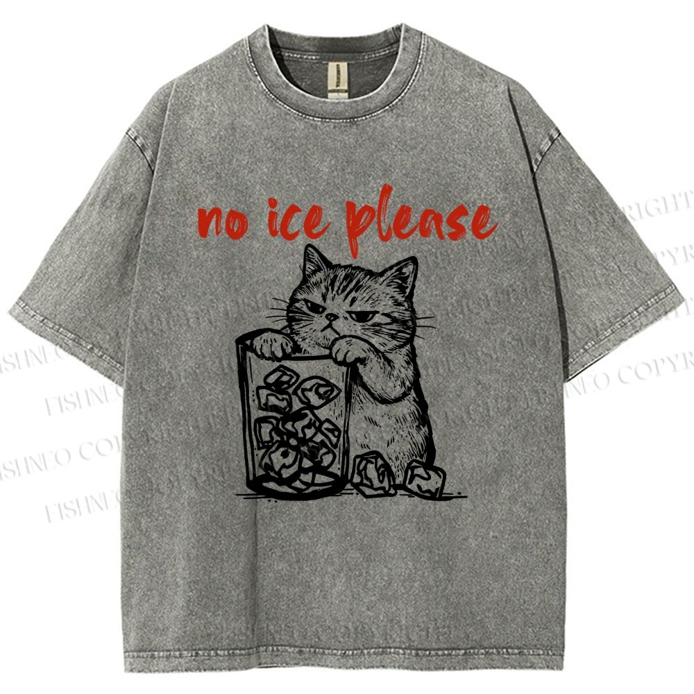 Unisex No Ice Cat Meme Tee Printed Washed Tee