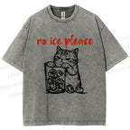 Unisex No Ice Cat Meme Tee Printed Washed Tee