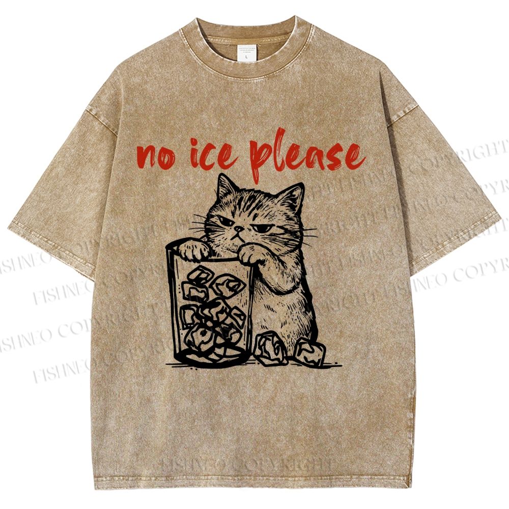 Unisex No Ice Cat Meme Tee Printed Washed Tee