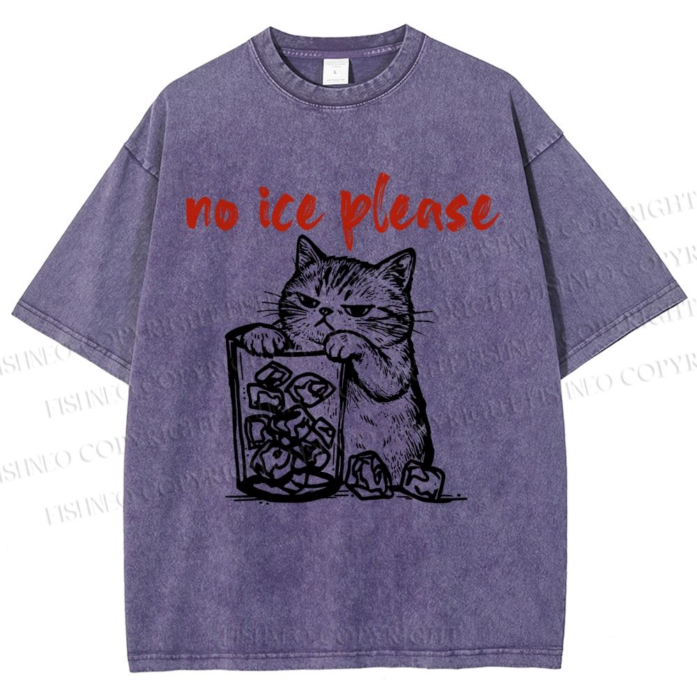 Unisex No Ice Cat Meme Tee Printed Washed Tee