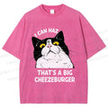 Unisex I Can Haz Big Cheezeburger Cat Printed Washed Tee