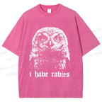 Unisex I Have Rabies Owl Meme Printed Washed Tee