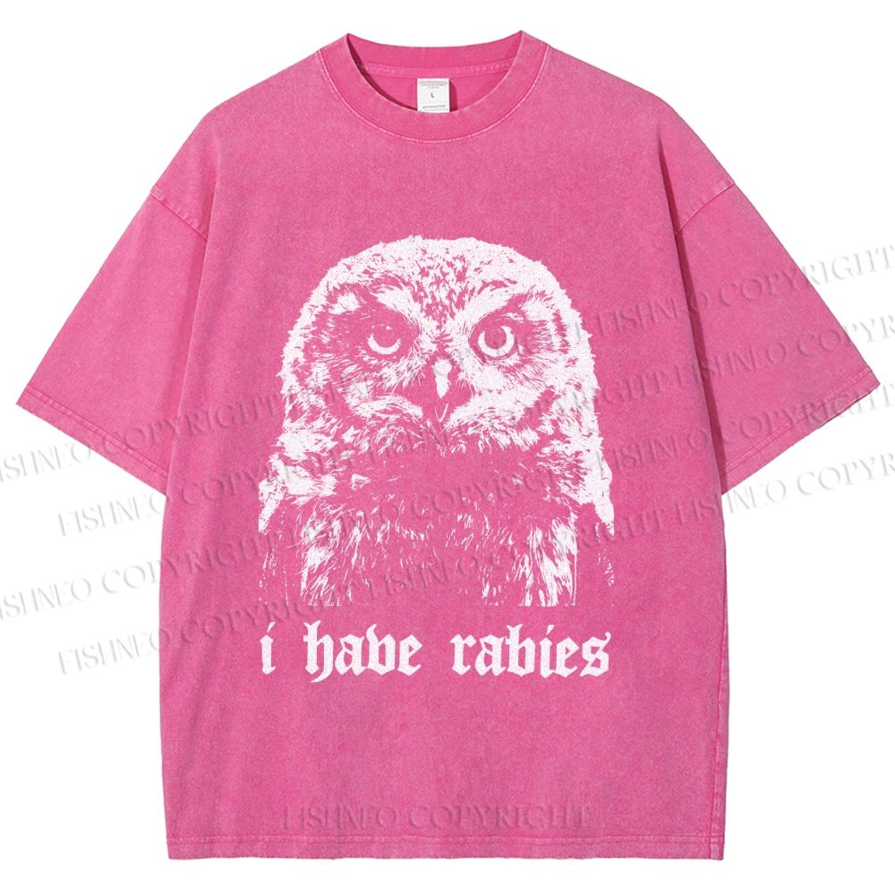 Unisex I Have Rabies Owl Meme Printed Washed Tee