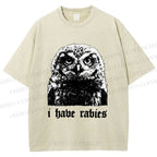 Unisex I Have Rabies Owl Meme Printed Washed Tee