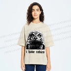 Unisex I Have Rabies Owl Meme Printed Washed Tee
