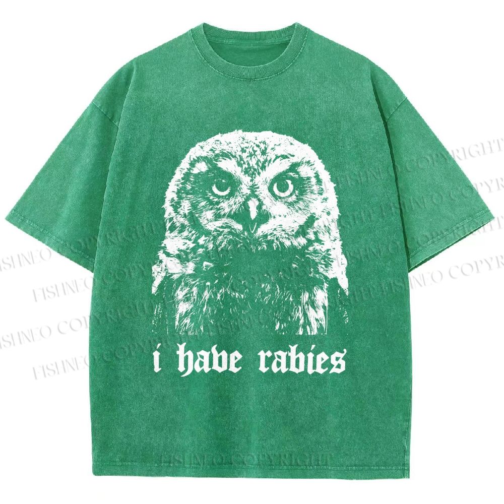 Unisex I Have Rabies Owl Meme Printed Washed Tee