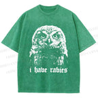 Unisex I Have Rabies Owl Meme Printed Washed Tee