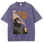 Unisex Mentally Ill But Totally Chill Ape Printed Washed Tee