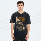 Unisex Mentally Ill But Totally Chill Ape Printed Washed Tee