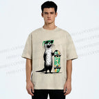 Unisex Street Style Skater Otter Printed Washed Tee