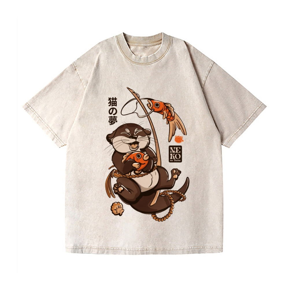 Unisex Otter Koinobori Printed Washed Tee