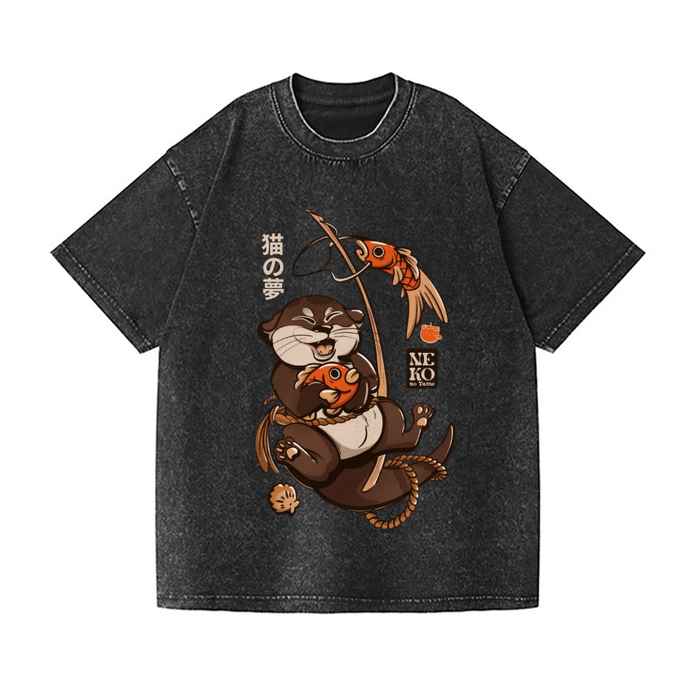 Unisex Otter Koinobori Printed Washed Tee