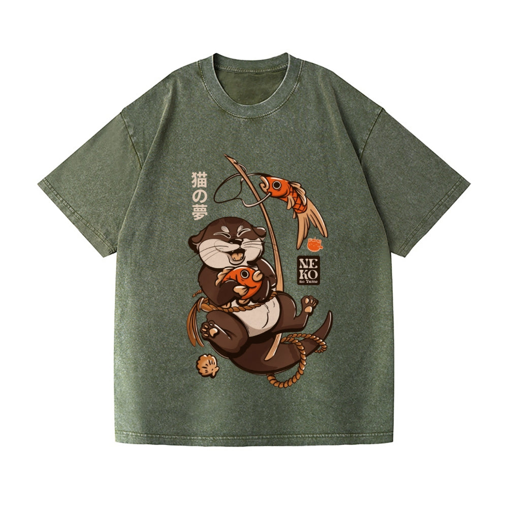 Unisex Otter Koinobori Printed Washed Tee