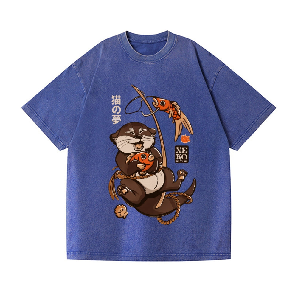 Unisex Otter Koinobori Printed Washed Tee