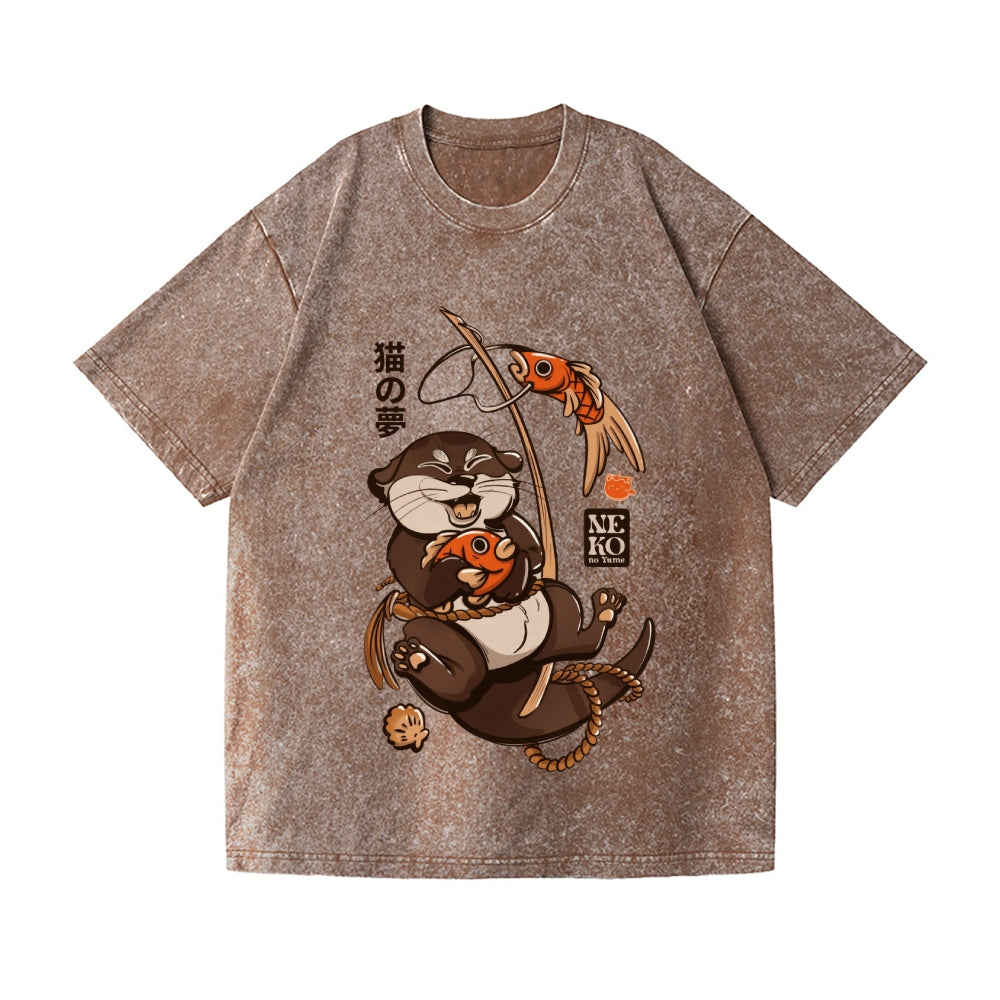 Unisex Otter Koinobori Printed Washed Tee